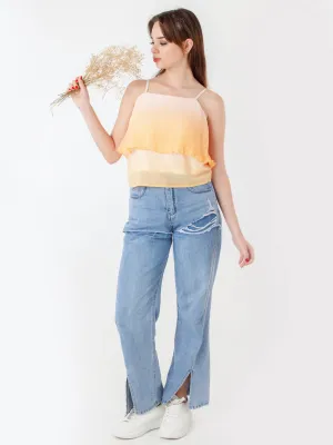 Yellow Printed Straight Top