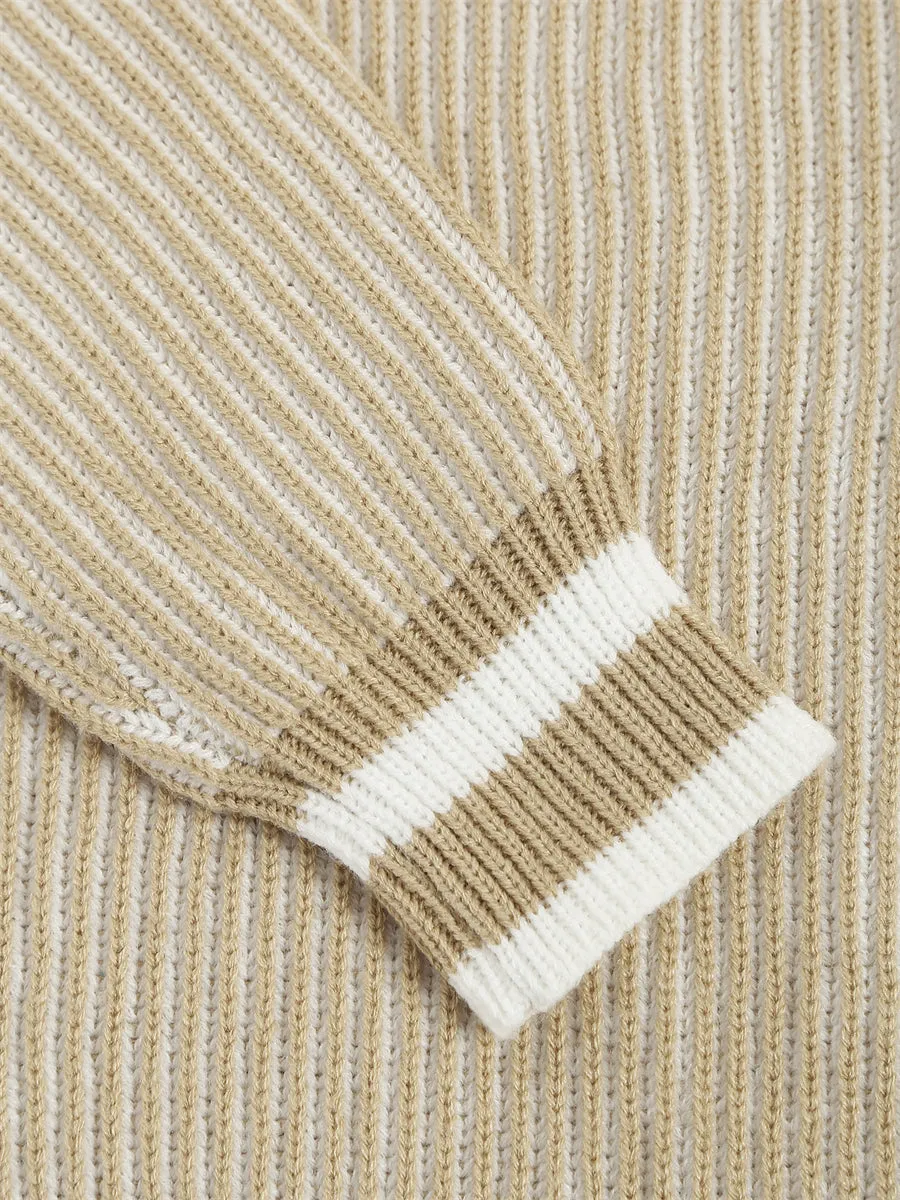 ZAFUL Women's Fall Sweaters Ribbed Knit Striped Color Block Sweater Casual Long Sleeve Crewneck Trendy Pullover Tops